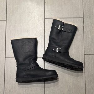 UGG shearling  Fur-Lined leather moto Boots